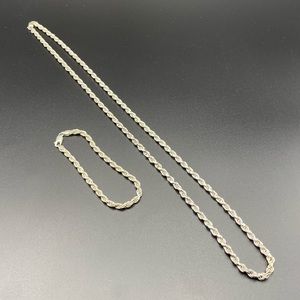 Sterling Silver Rope Chain and Bracelet